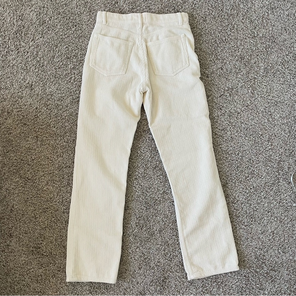 Reformation Cynthia Button Fly High Rise Straight Corduroy Pants in Cream - Picture 4 of 10